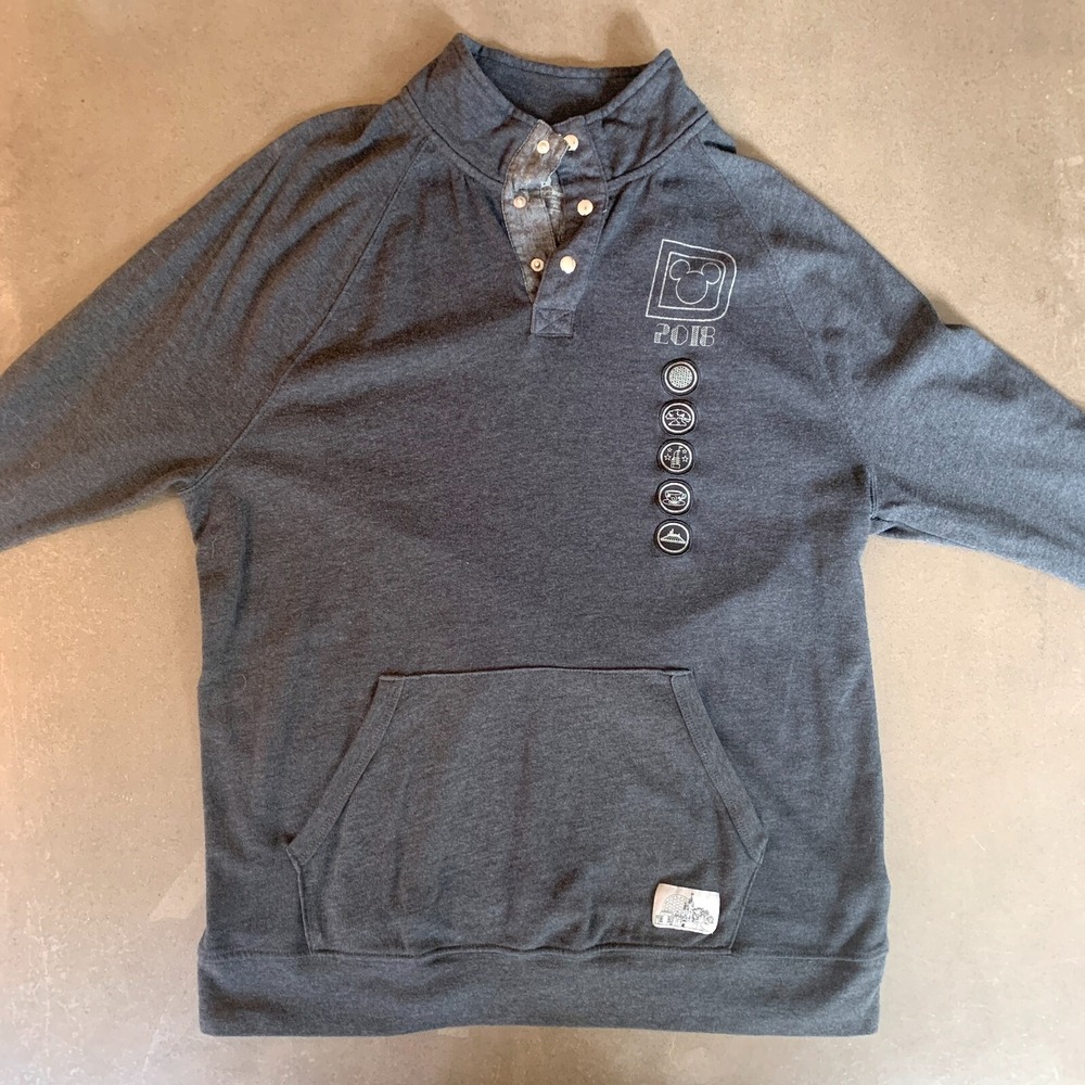 Disney Parks Grey Front Pocket Light Sweatshirt 2018 Park Embroidery